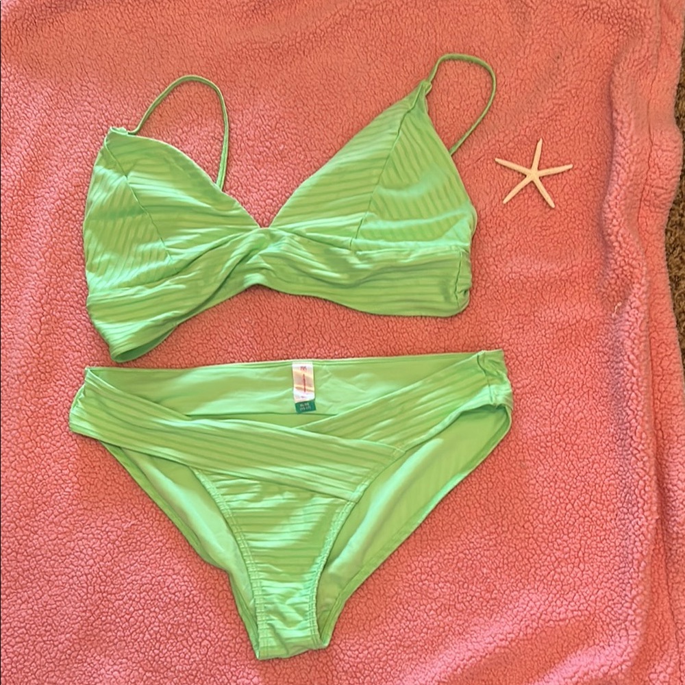 Bright green bikini